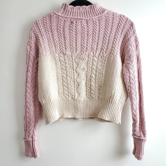 NWT Anthropologie Marci Dip-Dyed Fisherman Cable Knit Grandmacore Sweater XS - Picture 9 of 12